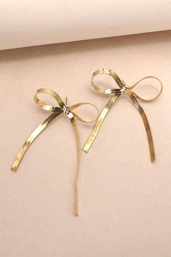 Accessories, Earrings - FESTIVAL BOW SNAKE CHAIN EARRINGS | 40E293 - - Cultured Cloths Apparel