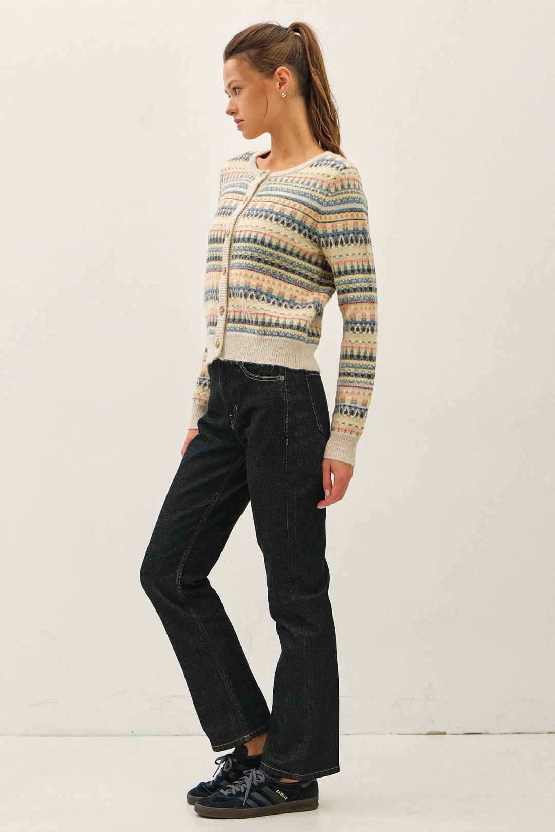HERITAGE FAIR ISLE CROP CARDIGAN