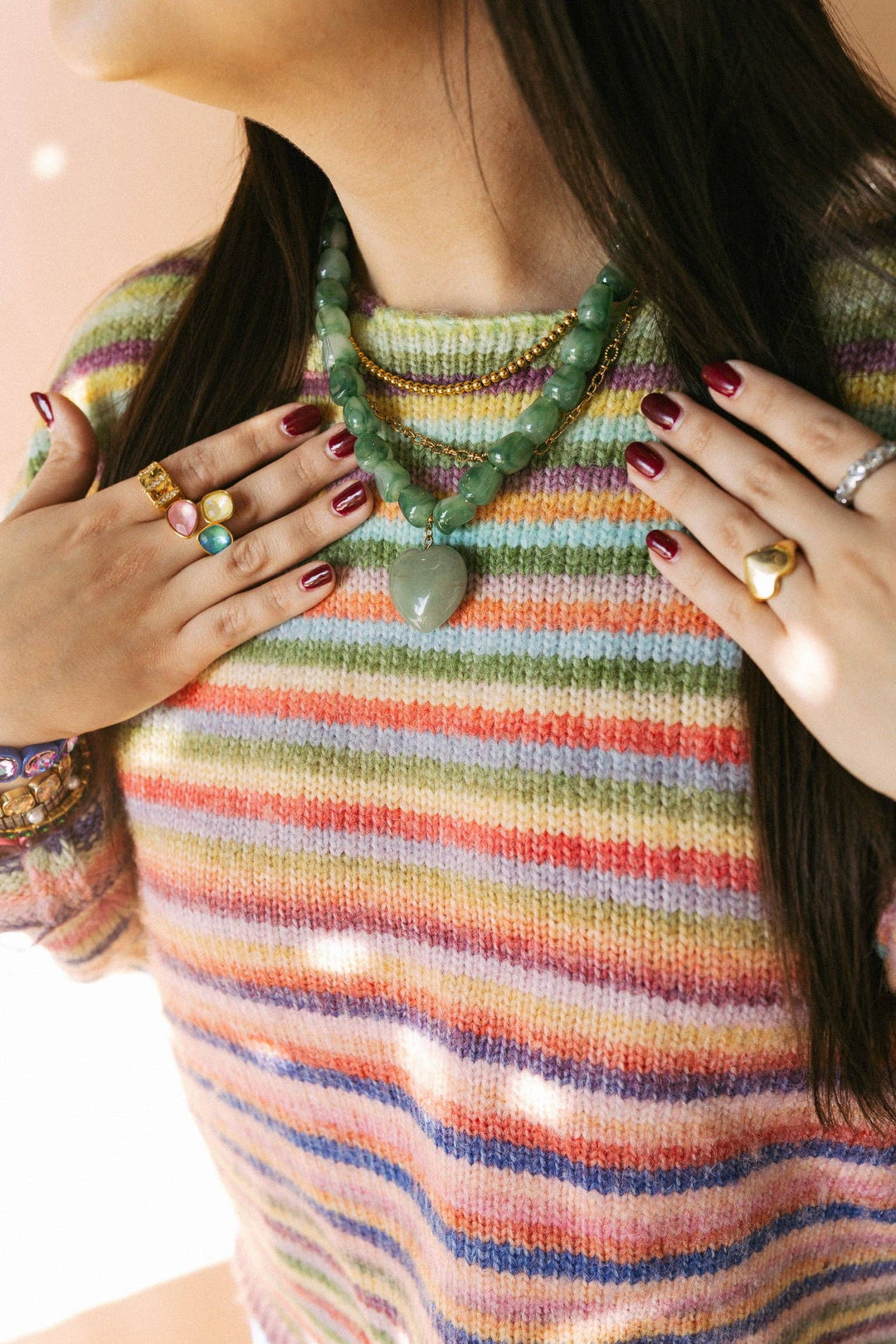 Jade Stone Heart Necklace - Green