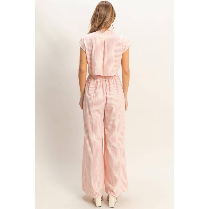 Striped Button Down Jumpsuit