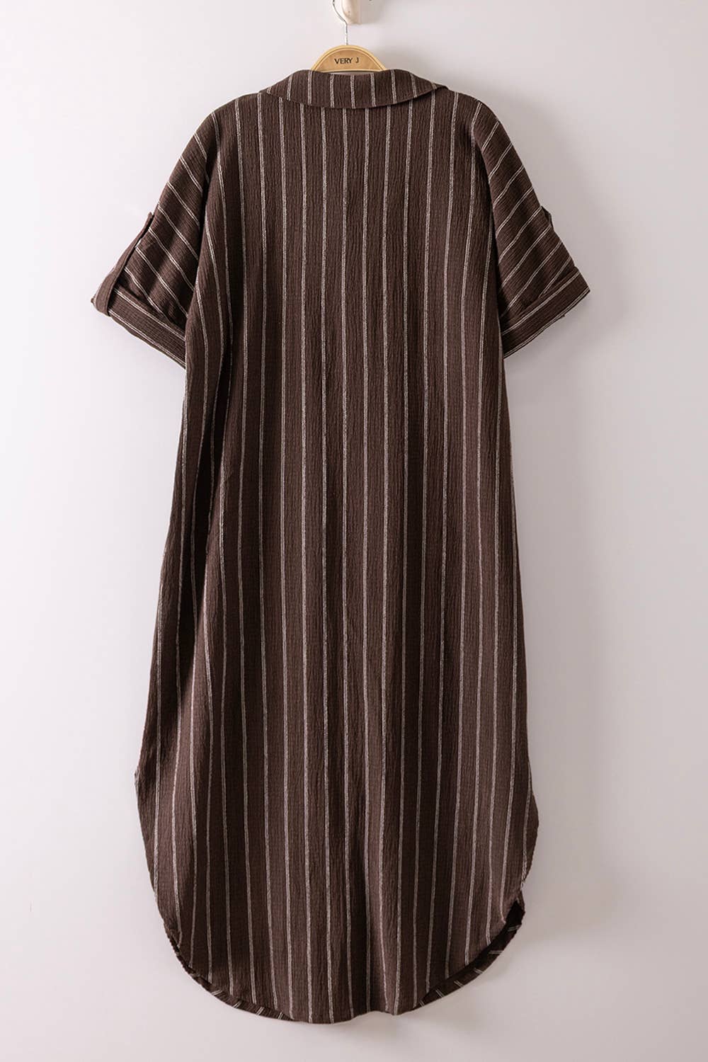 Dresses - Striped Linen Midi Button Down Shirt Dress - - Cultured Cloths Apparel