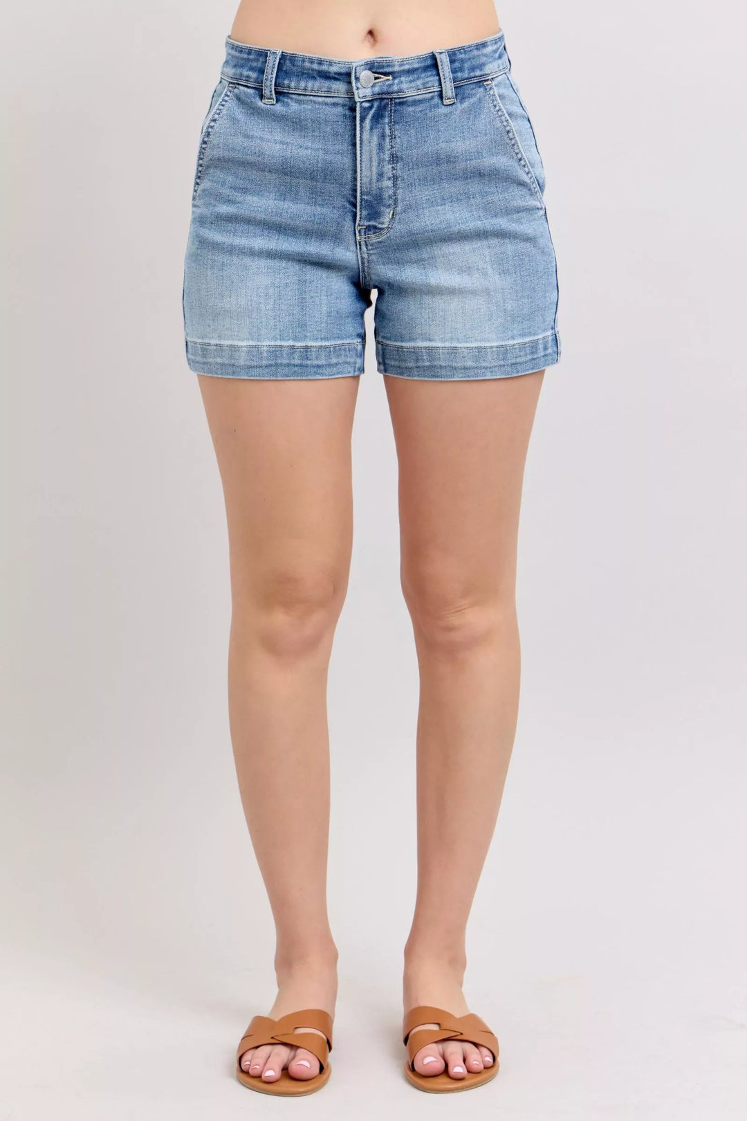 Women's Shorts - Judy Blue Mid Rise Denim Shorts - MD - Cultured Cloths Apparel