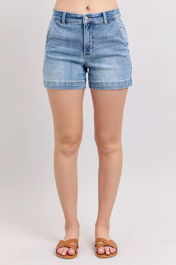 Women's Shorts - Judy Blue Mid Rise Denim Shorts - MD - Cultured Cloths Apparel