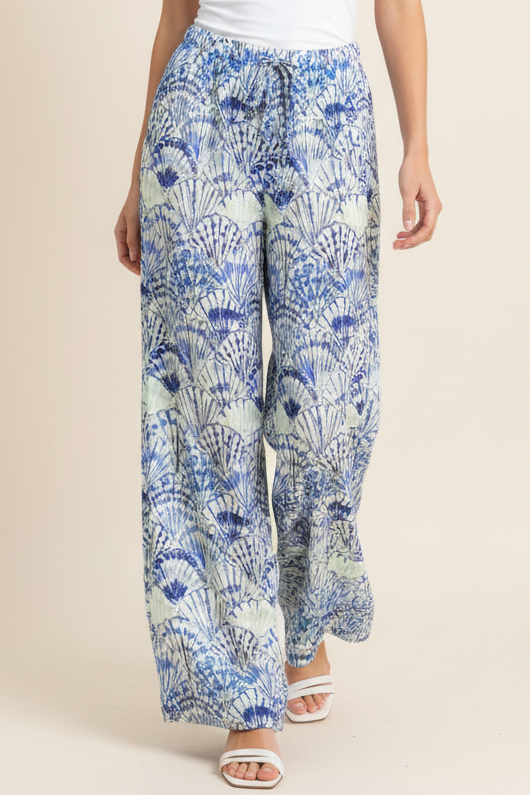 Pants - HIGH-WAISTED WIDE LEG SEASHELL PANTS - - Cultured Cloths Apparel