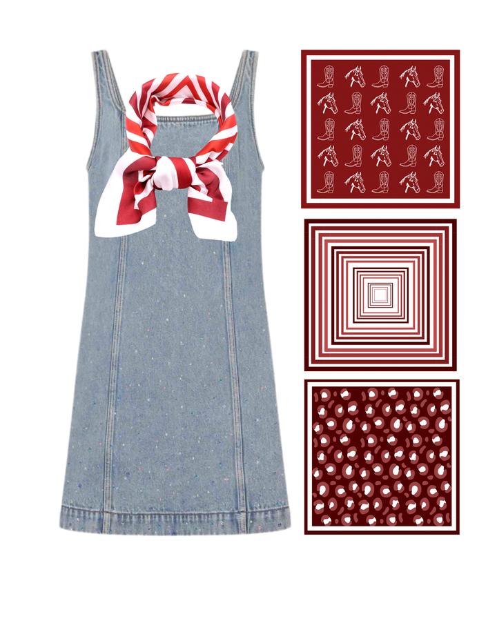 Gameday Bandana Scarf in Dark Crimson & White