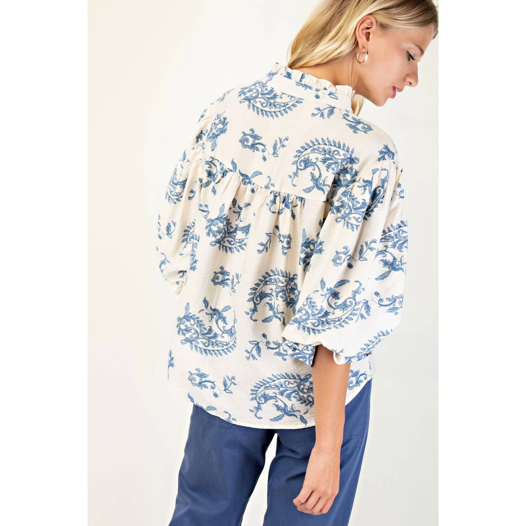 Women's 3/4 Sleeve - Balloon Sleeves Blouse - - Cultured Cloths Apparel
