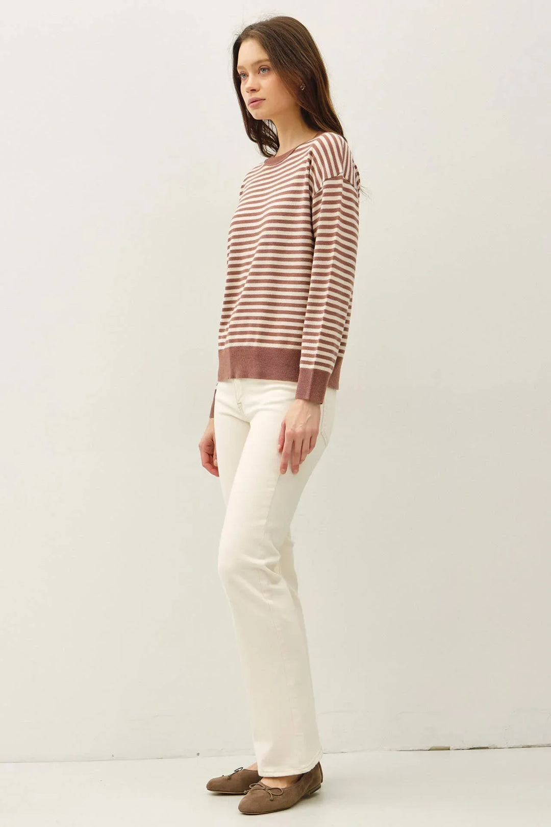 WOOL BLENDED STRIPED SWEATER TOP
