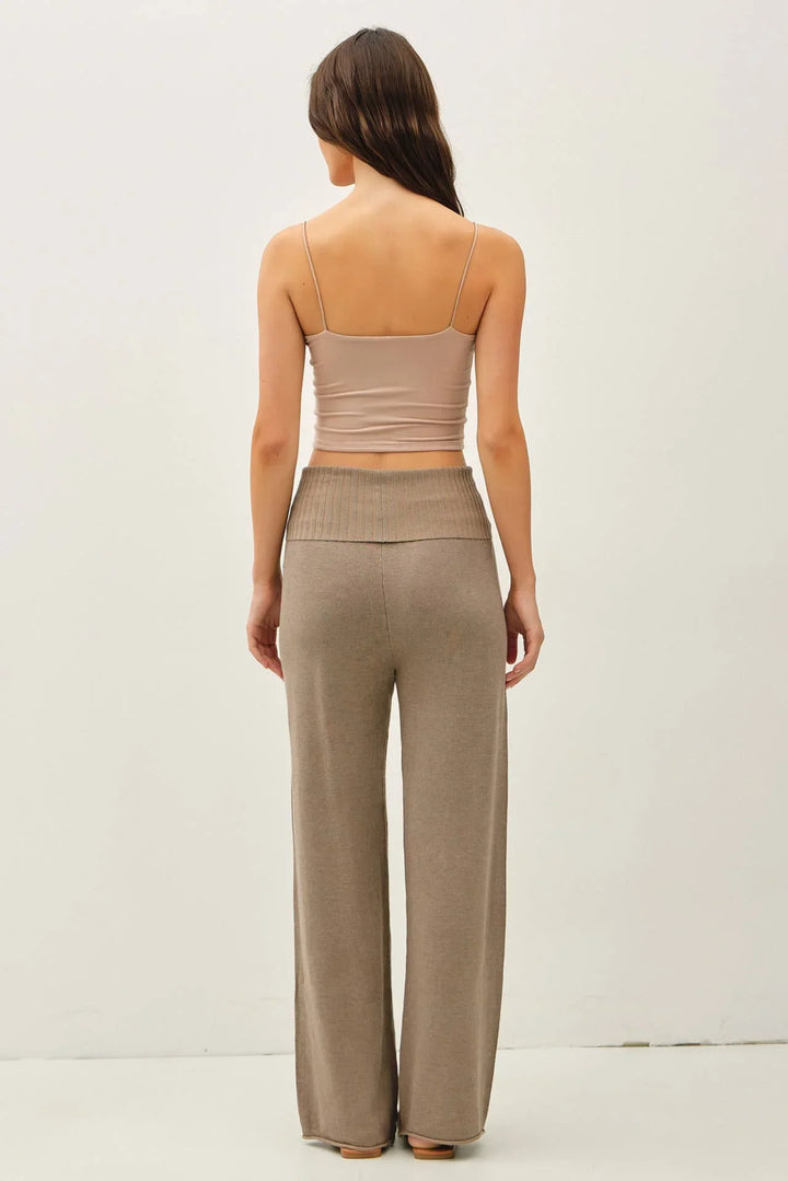 FINE KNIT FOLD OVER RIBBED WAIST SWEATER PANTS