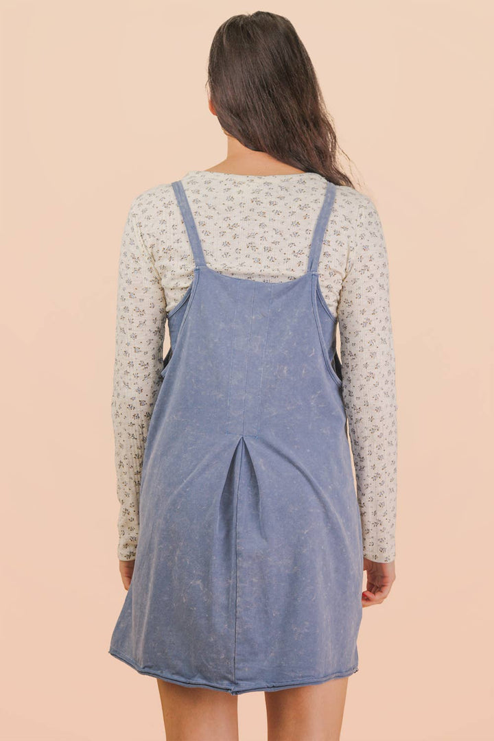 Dresses - Mineral Washed Knit Mini Dress with Shorts Inside - - Cultured Cloths Apparel