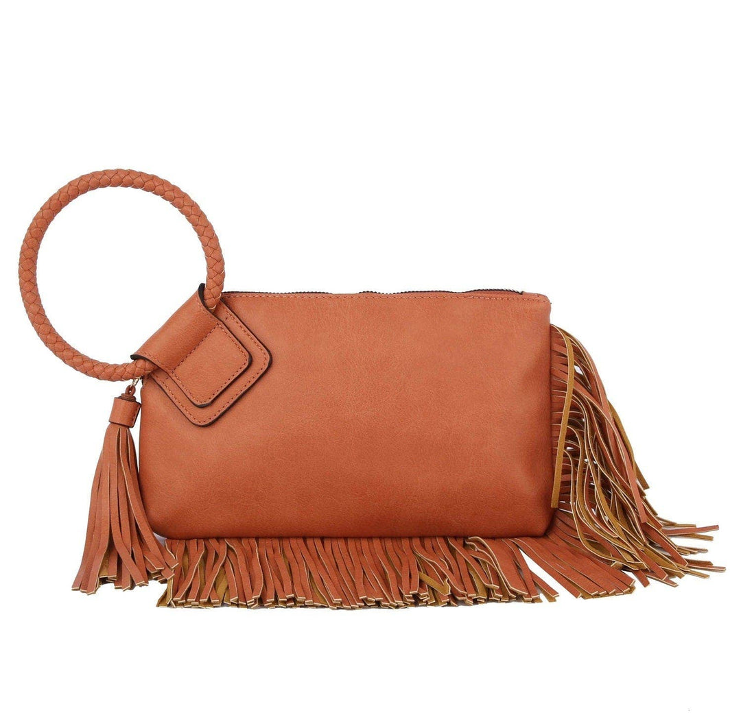 - Fringe Soft Vegan Leather Wristlet/Clutch - - Cultured Cloths Apparel