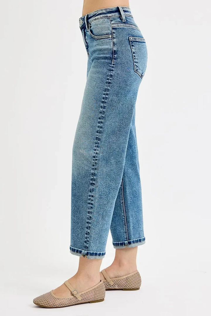 Denim - RISEN Full Size High Rise Crop Boyfriend Jeans - - Cultured Cloths Apparel