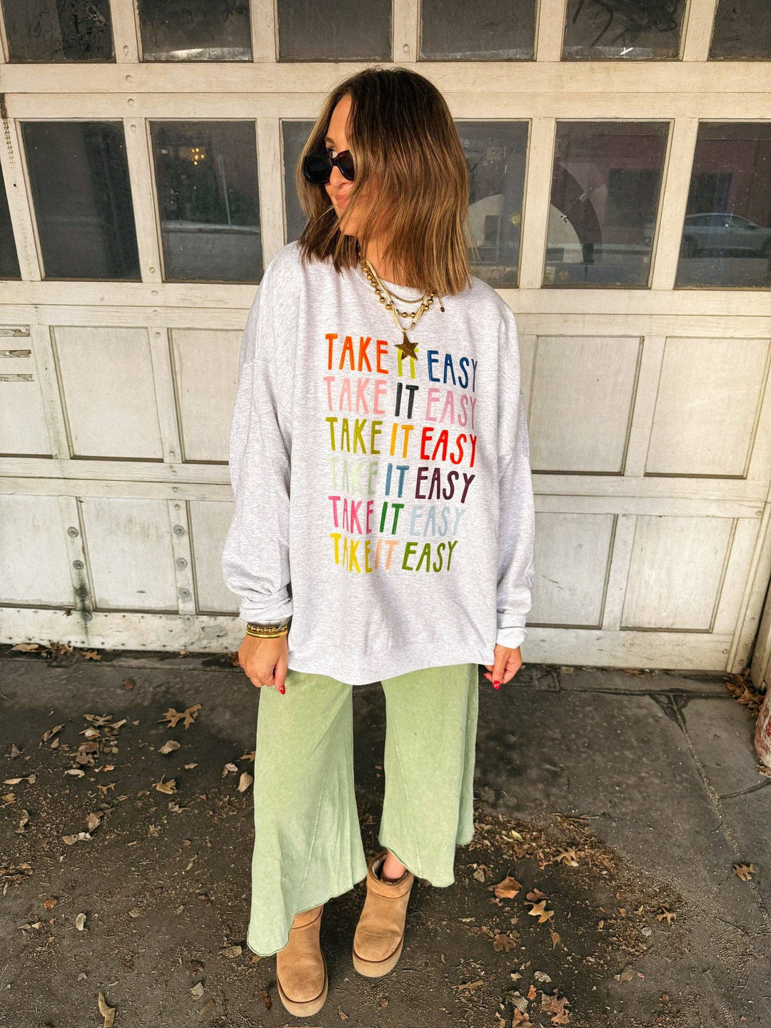 Take it easy sweatshirt - hanes / ash