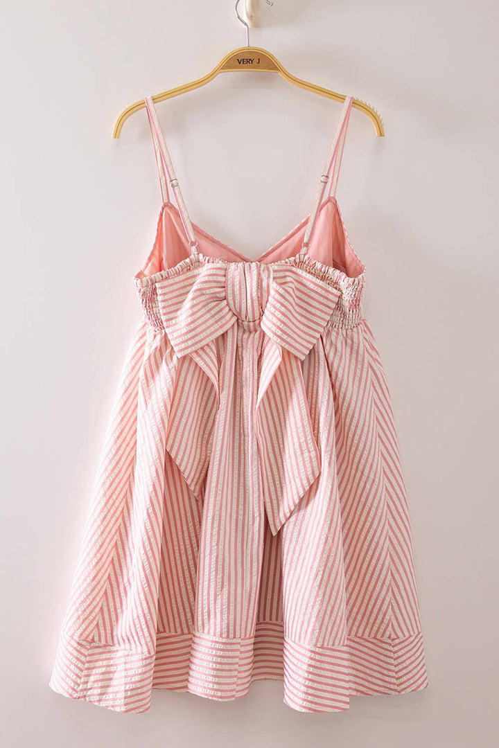 Women's Dresses - Stripe Bow Babydoll Sundress - - Cultured Cloths Apparel