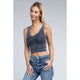 Women's - 2-Way Neckline Washed Ribbed Cropped Tank Top -  - Cultured Cloths Apparel