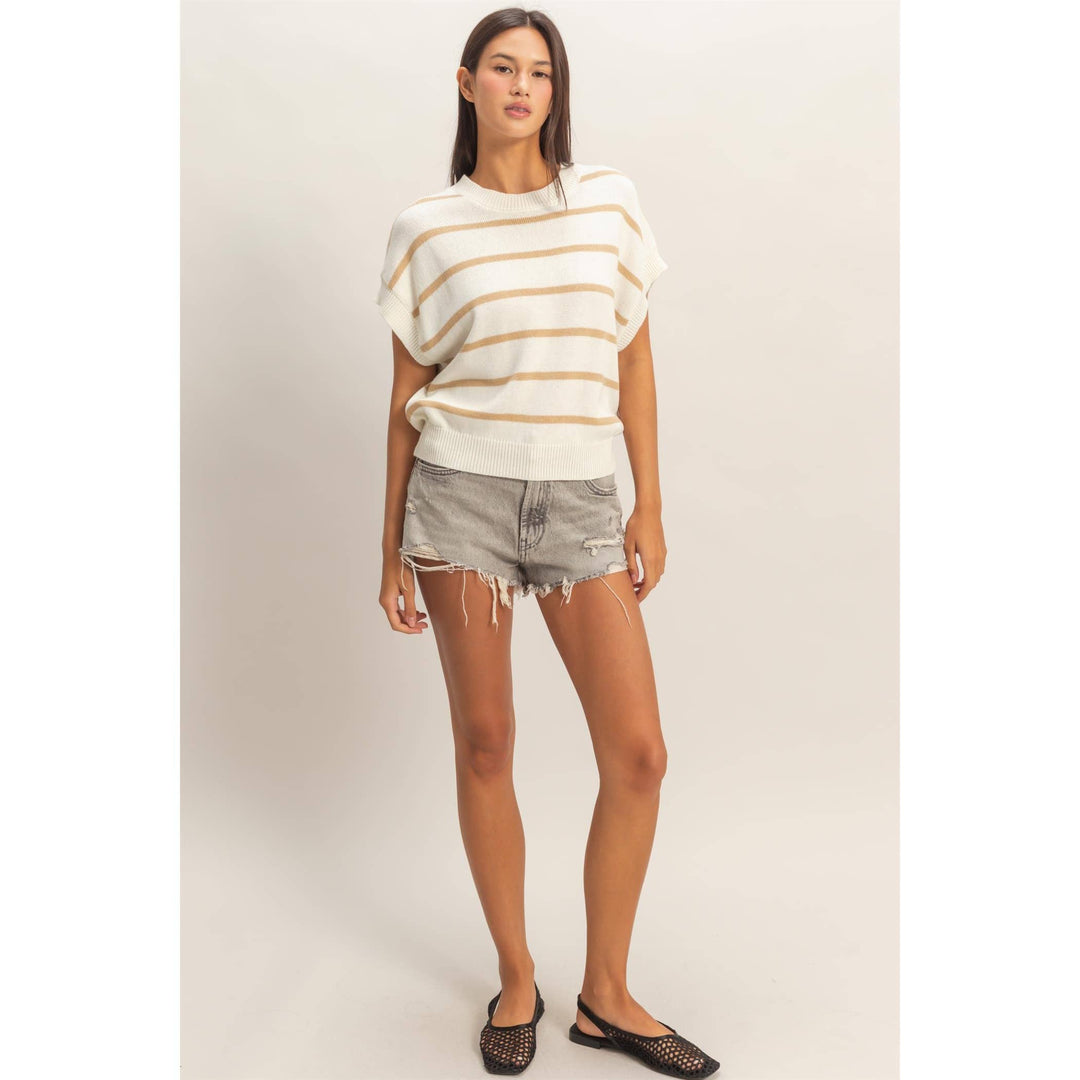 Striped Crew Neck Knit Top