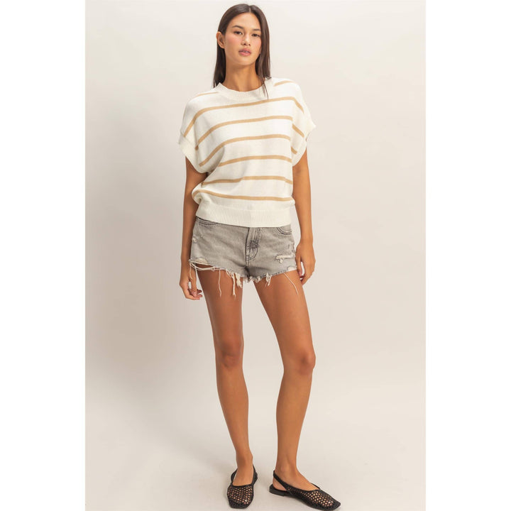 Striped Crew Neck Knit Top