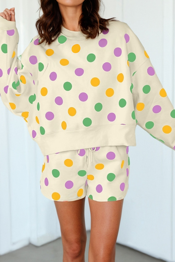 Athleisure - LAS Polka Dot Looks Pullover Drawstring Shorts Sets (S-XL) - - Cultured Cloths Apparel