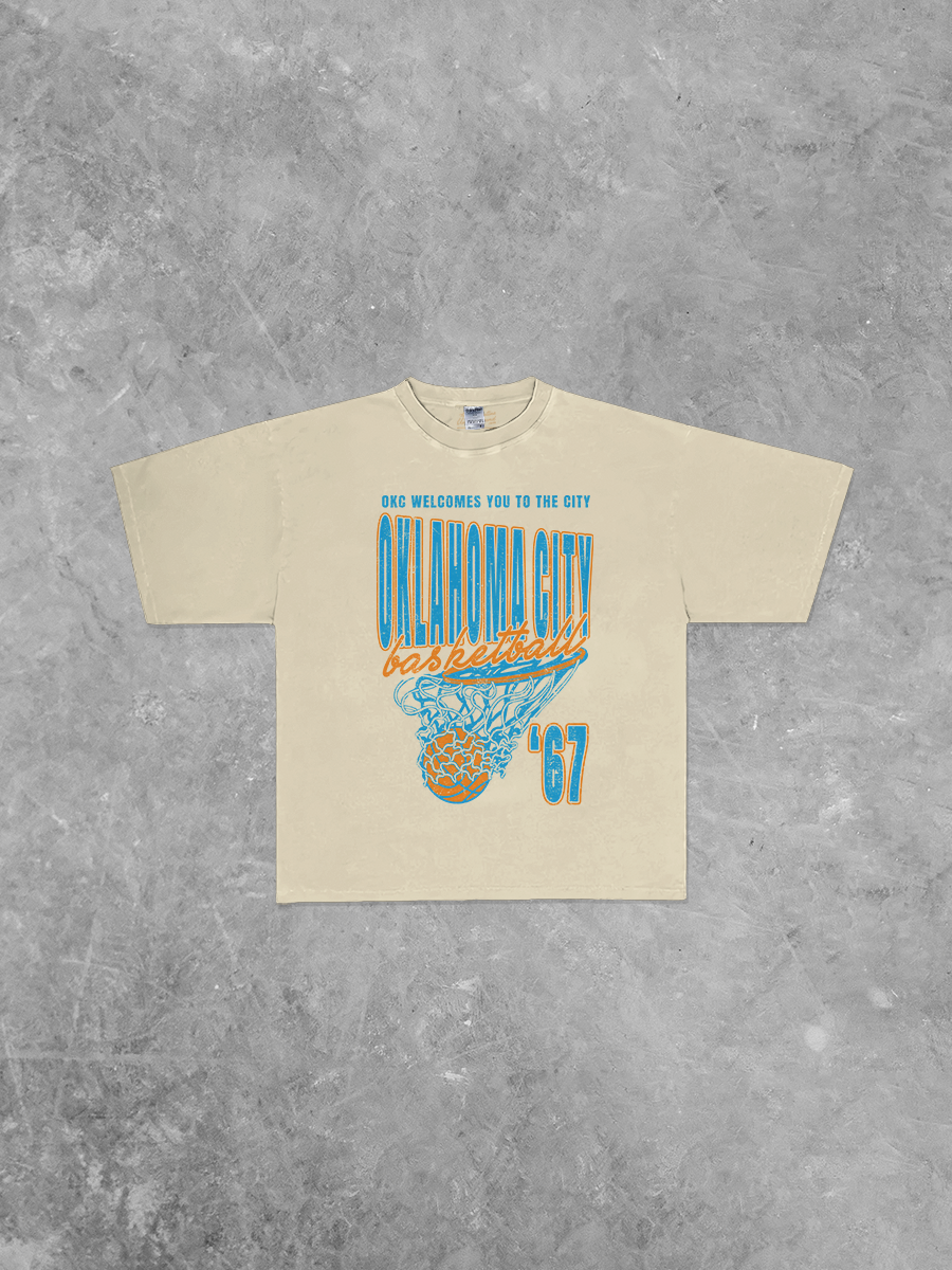 Graphic T-Shirts - 90's Oklahoma City Basketball Boxy Oversized TShirt - - Cultured Cloths Apparel
