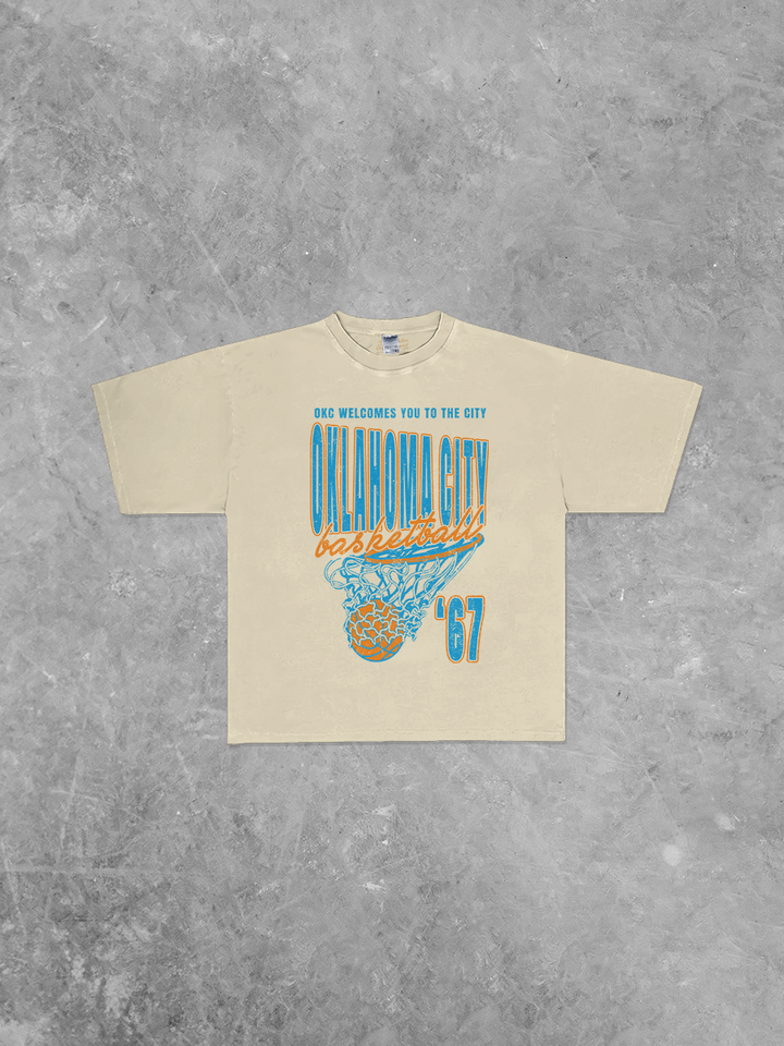 Graphic T-Shirts - 90's Oklahoma City Basketball Boxy Oversized TShirt - - Cultured Cloths Apparel