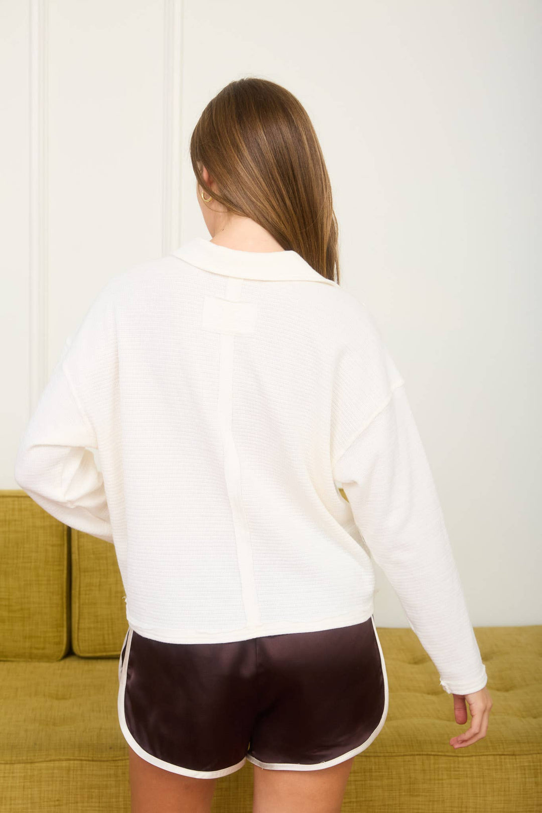 Women's Long Sleeve - EXPOSED SEAM LONG SLEEVE TEXTURED KNIT POLO - - Cultured Cloths Apparel