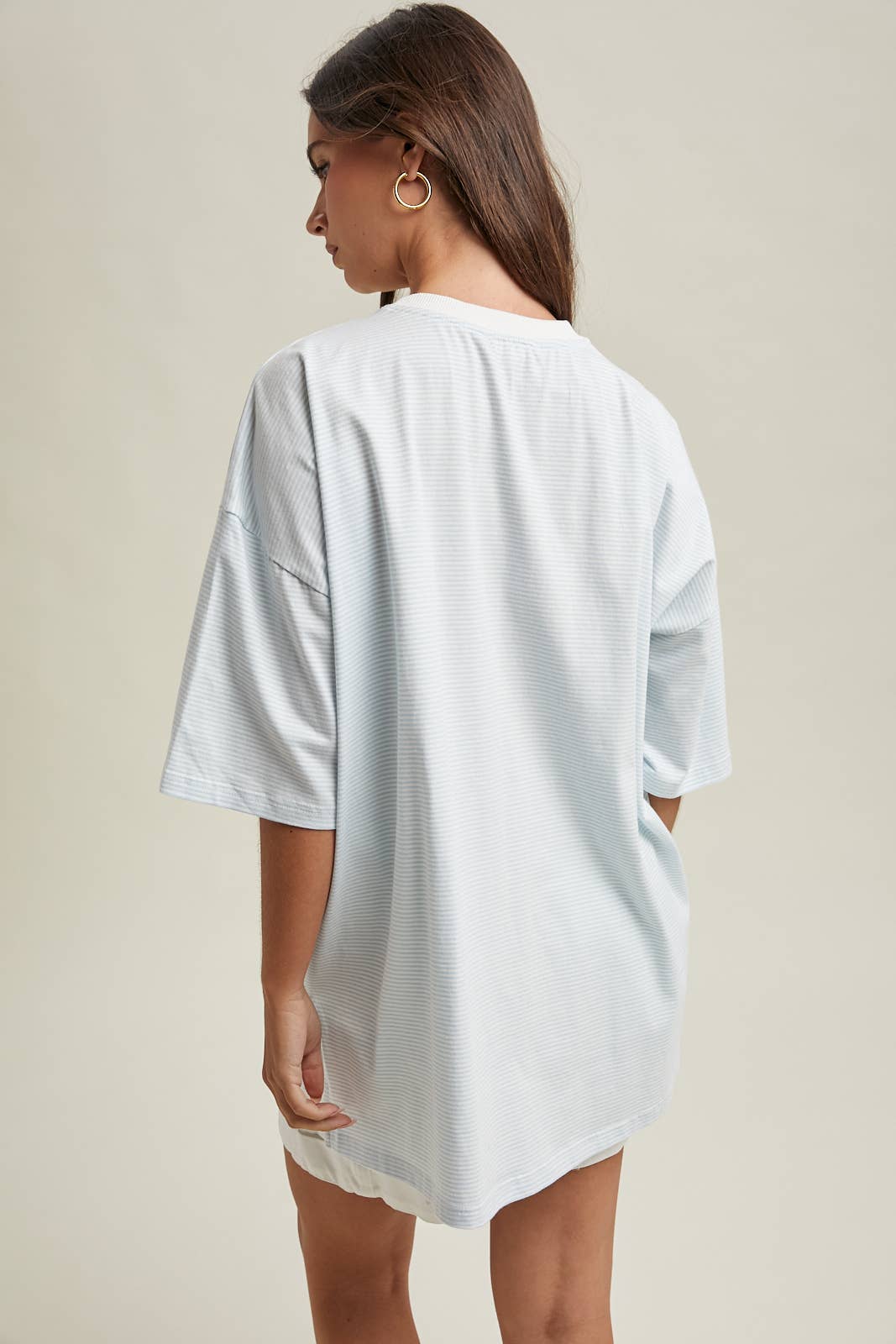 Women's Dresses - OVERSIZED STRIPED KNIT TOP / WL25-11781 - - Cultured Cloths Apparel