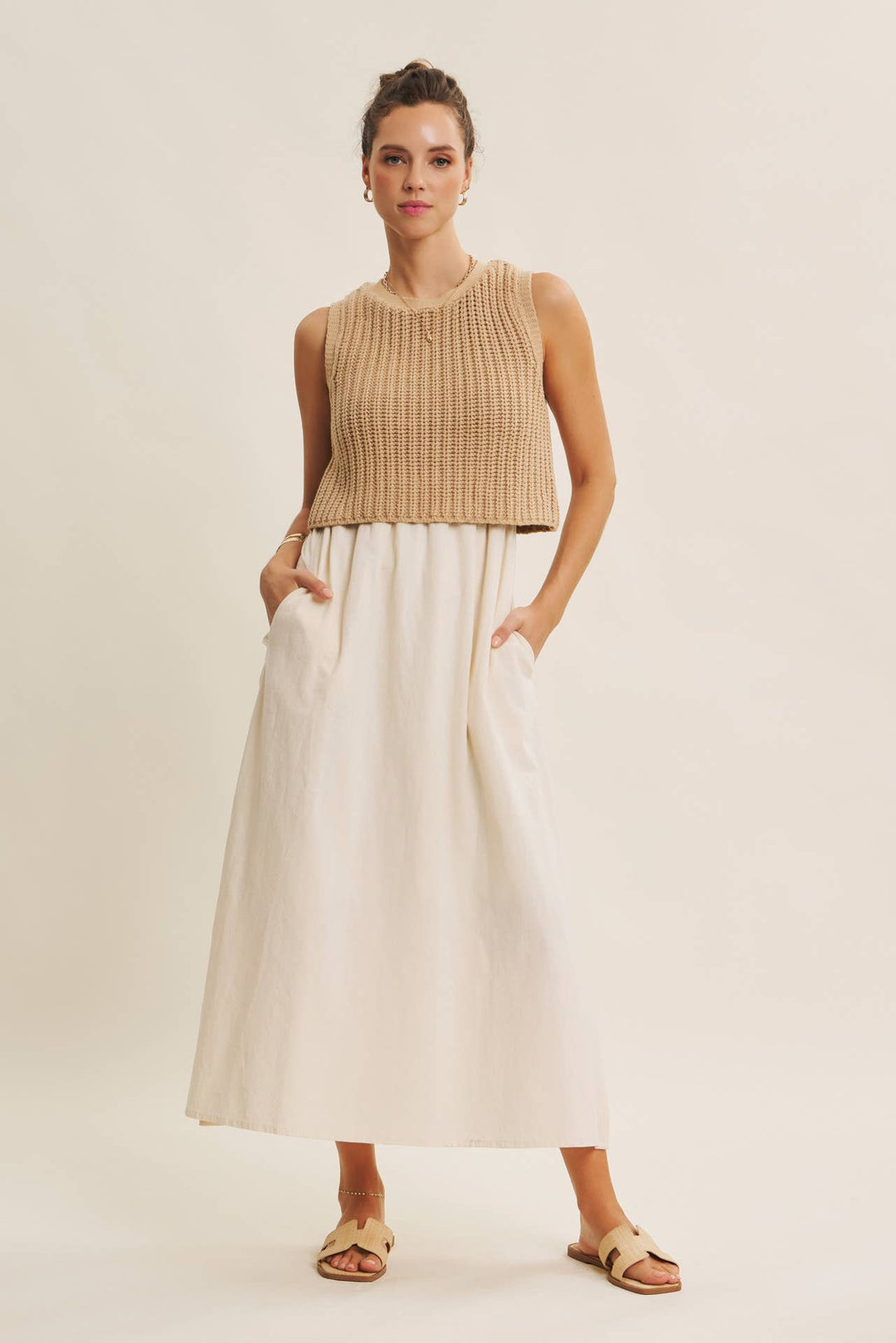 Women's Dresses - TRUE CUSTOMER FAVORITE CHUNKY SWEATER TWOFER MIDI DRESS - - Cultured Cloths Apparel