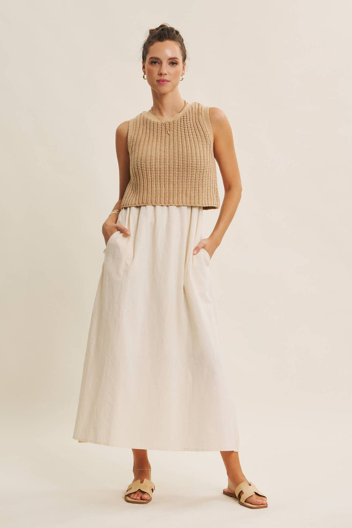 Women's Dresses - TRUE CUSTOMER FAVORITE CHUNKY SWEATER TWOFER MIDI DRESS - - Cultured Cloths Apparel