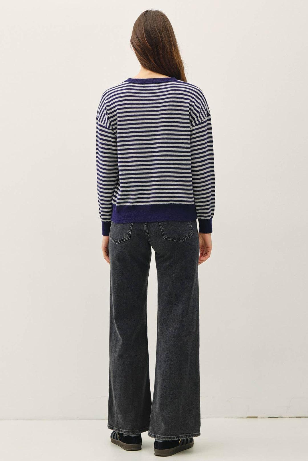 WOOL BLENDED STRIPED SWEATER TOP