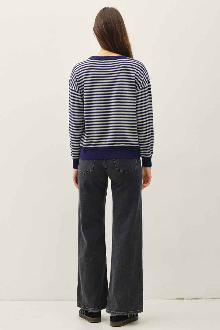 WOOL BLENDED STRIPED SWEATER TOP