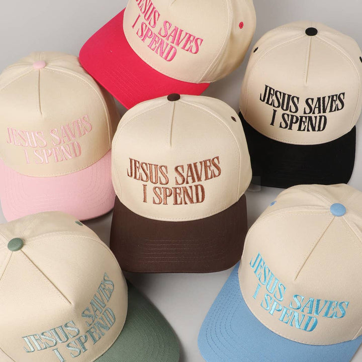 Accessories, Hats - JESUS SAVES I SPEND Embroidery Trucker Hat - - Cultured Cloths Apparel