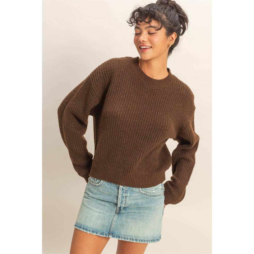 Women's Sweaters - Ribbed Crew Neck Sweater - - Cultured Cloths Apparel