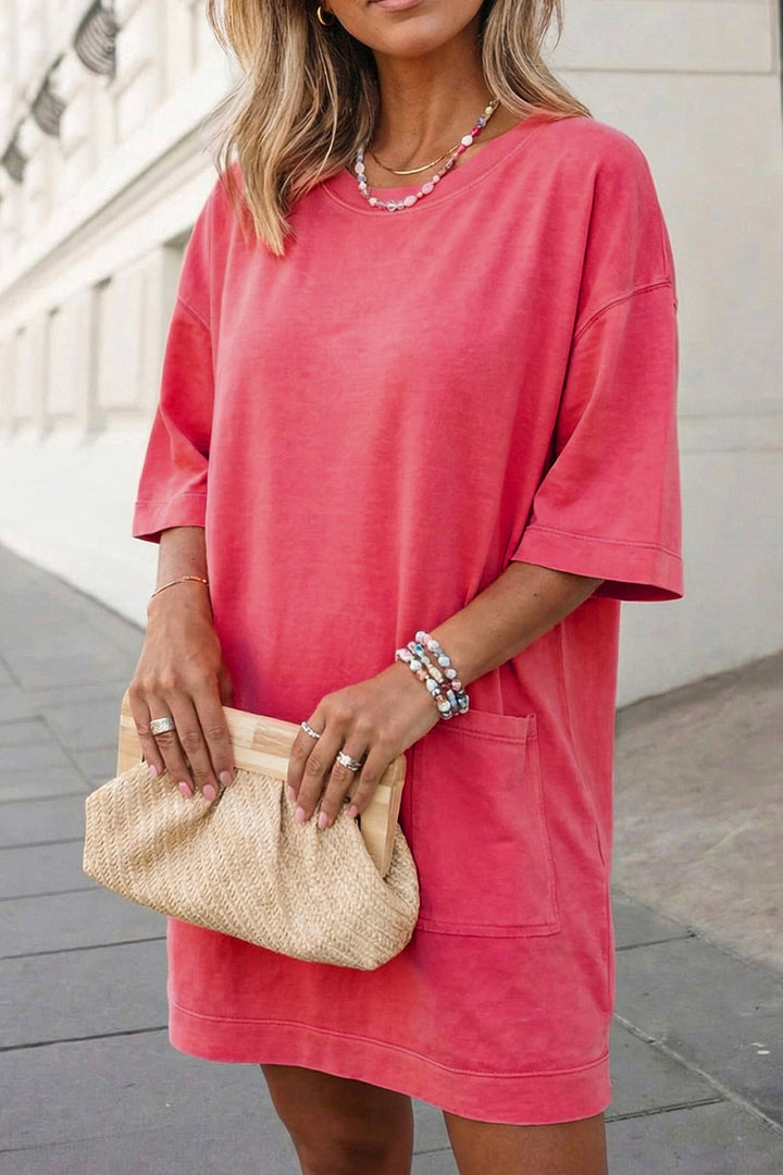 Women's Dresses - Solid Drop Shoulder Loose T Shirt Mini Dress | S-XL - - Cultured Cloths Apparel