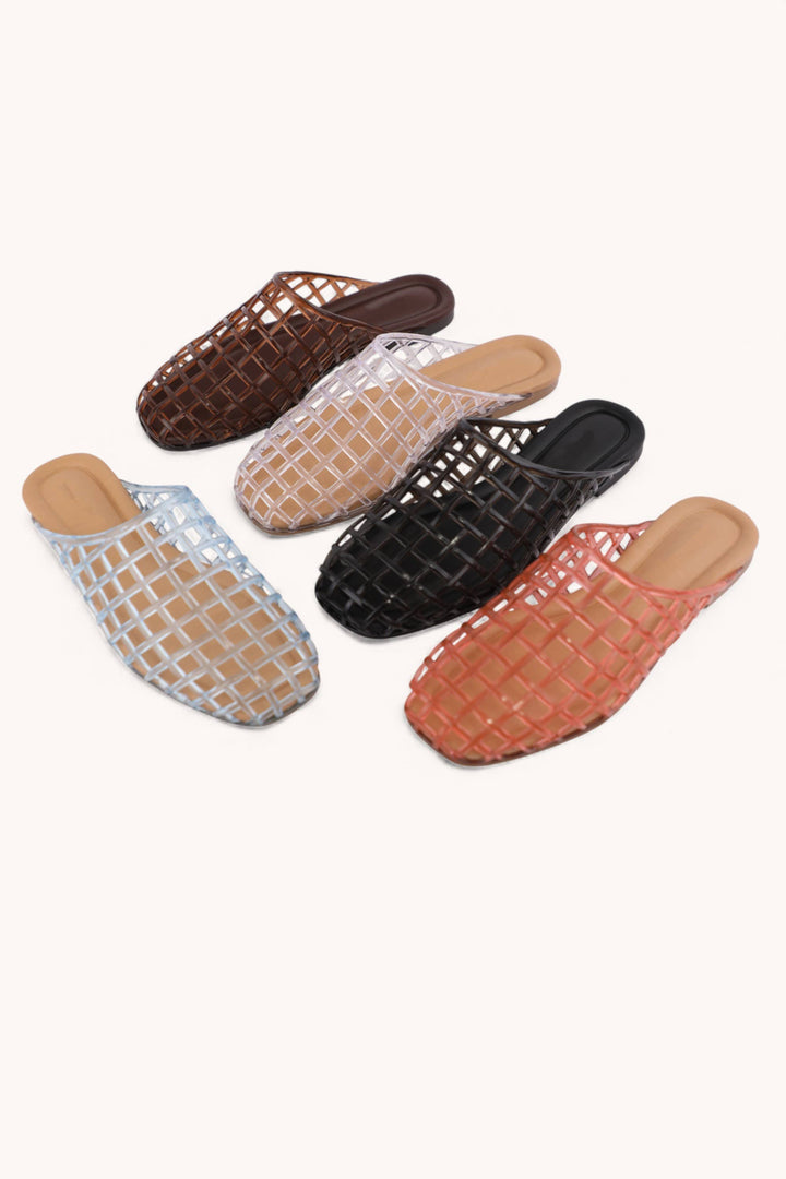 Shoes - WAYNE MESH UPPER LATTICE -WEAVE JELLY SLIP ON CUSHIONED SLIP - - Cultured Cloths Apparel