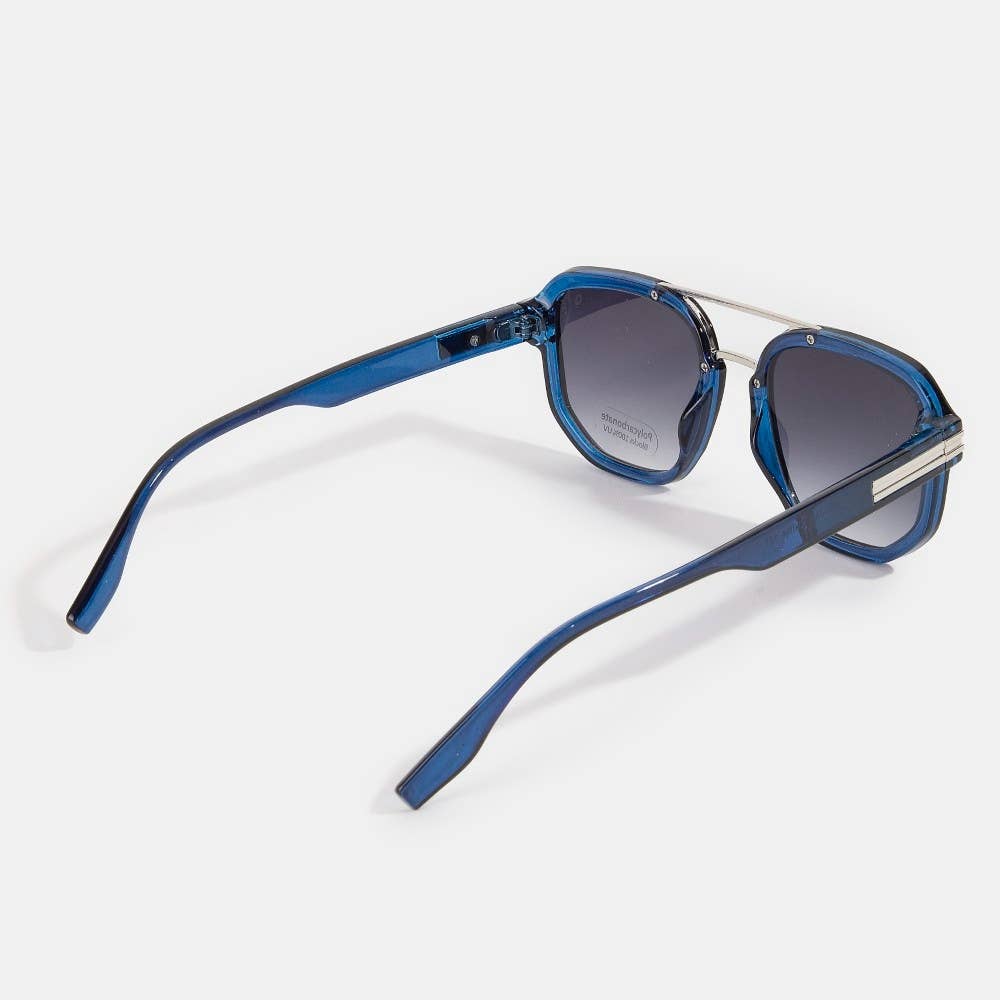 Sunglasses - Square Double Bridge Round Metal Accent Sunglasses - - Cultured Cloths Apparel