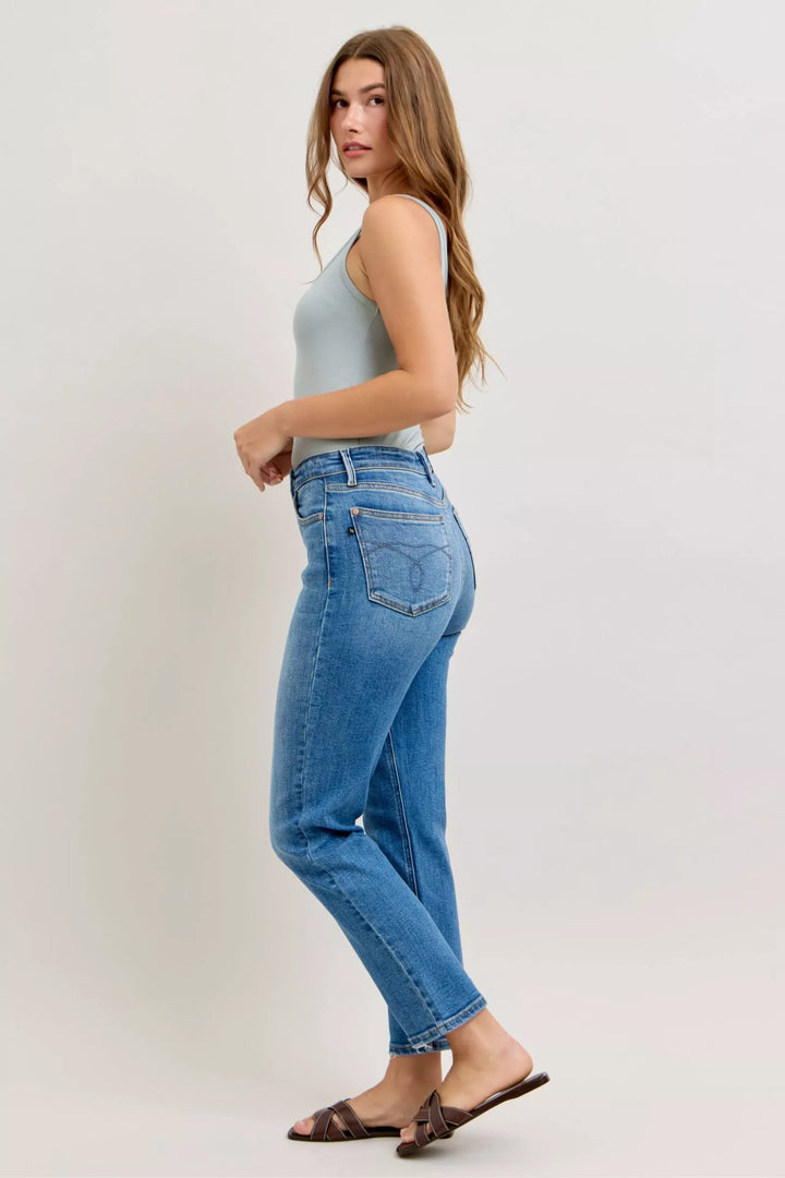 Denim - Judy Blue High-Waisted Straight-Leg Jeans - - Cultured Cloths Apparel