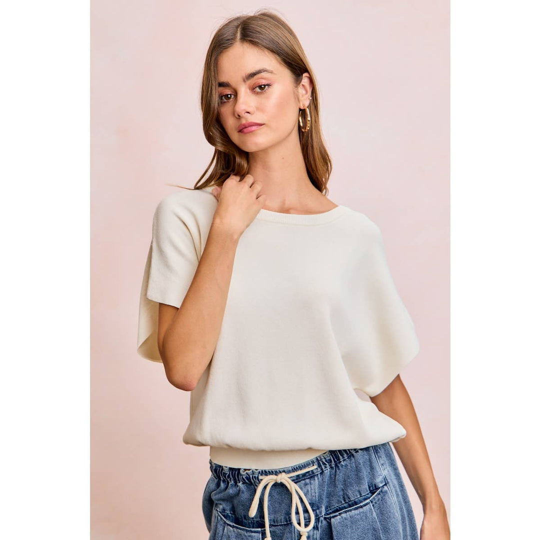 Women's Short Sleeve - SHORT DOLMAN SLEEVES LIGHTWEIGHT SOFT KNIT TOP - - Cultured Cloths Apparel
