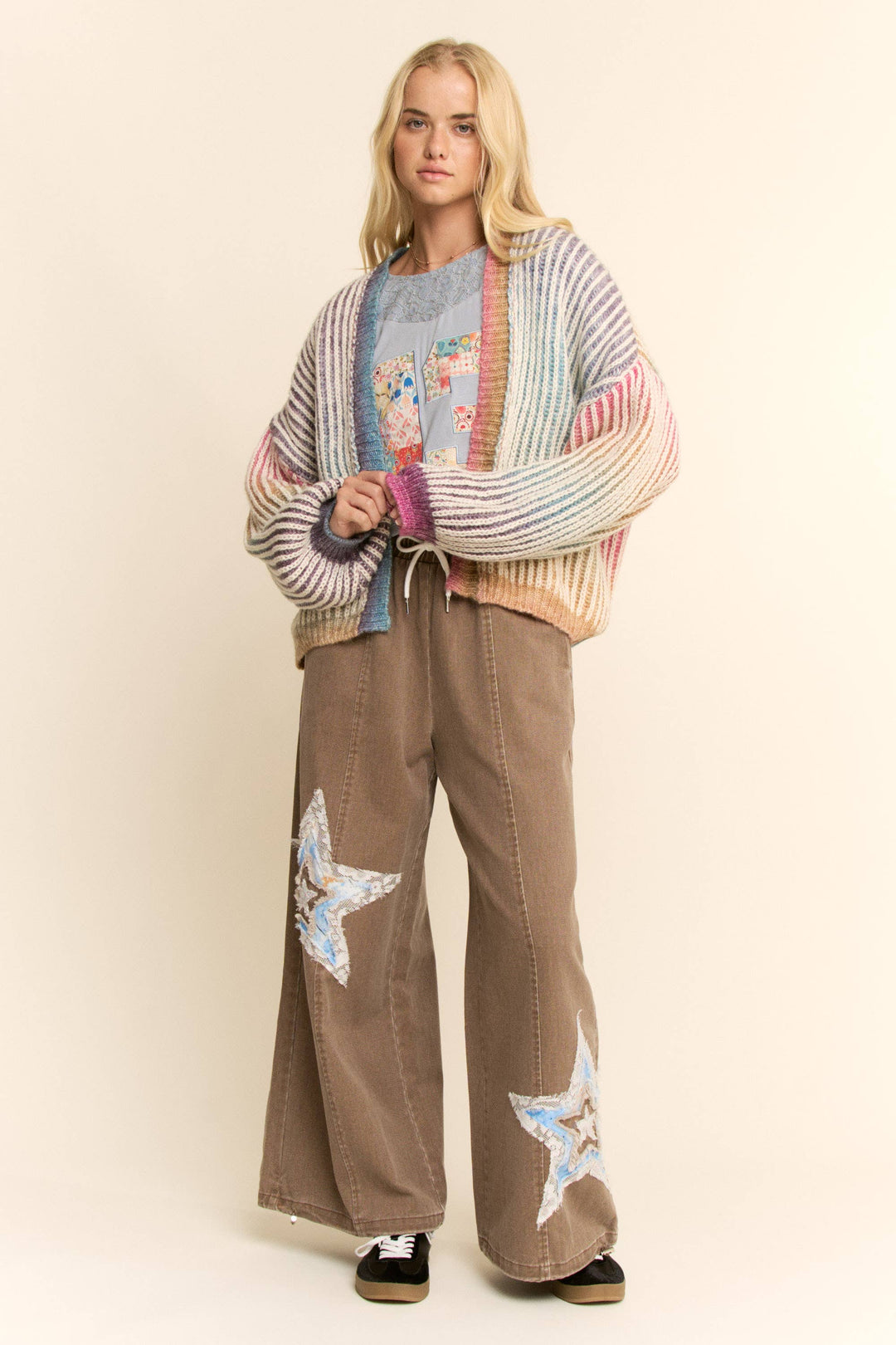 Rainbow Ombre Ribbed Knit Open Cardigan