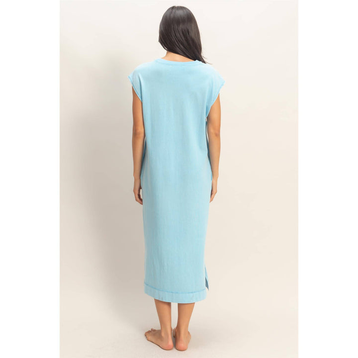 Chocolate Mineral Wash Cap Sleeve Midi Dress