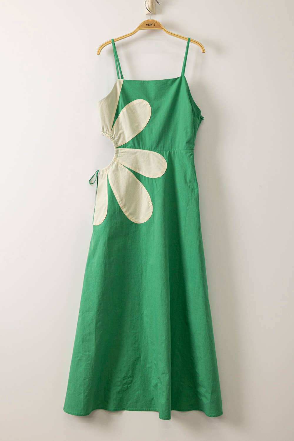 Women's Dresses - Side Cutout Floral Detail Resort Midi Dress - KELLY GREEN - Cultured Cloths Apparel