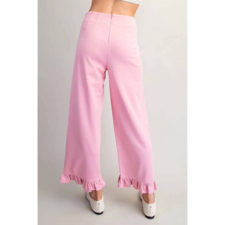 Pants - Straight Leg Ruffled Hem Pants - - Cultured Cloths Apparel
