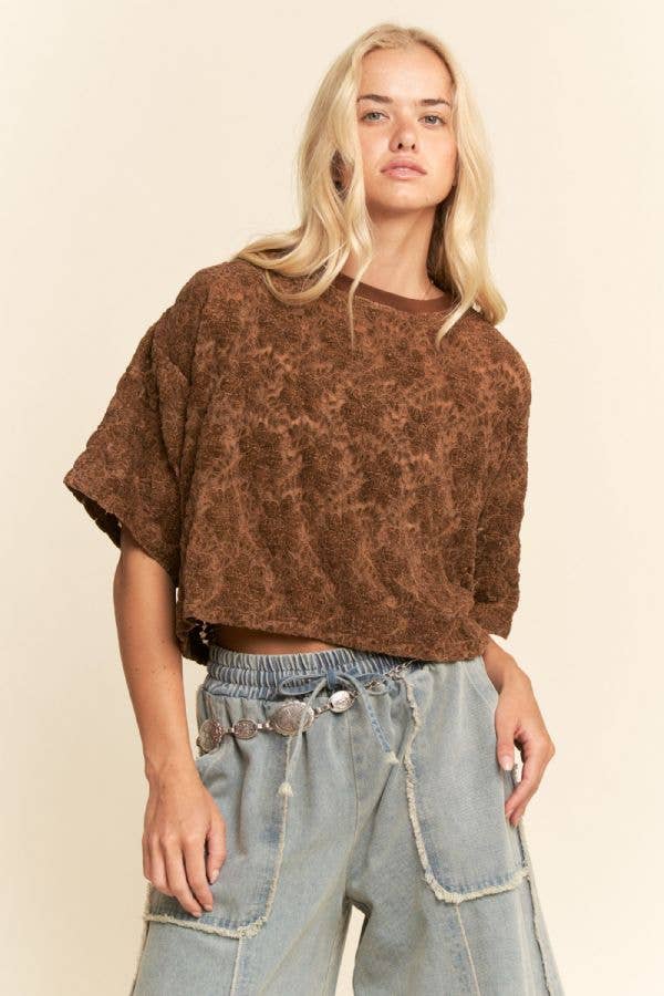 BOXY FLORAL LACE KNIT TOP