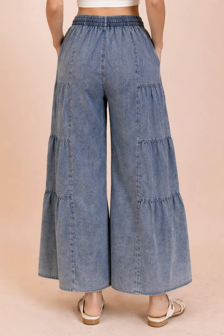 Pants - Tiered Layers Mineral Washed Chambray Pants - - Cultured Cloths Apparel