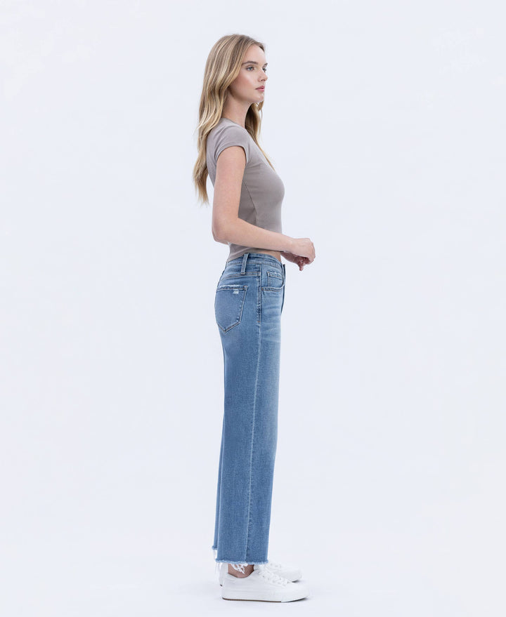 Denim - HIGH RISE MEDIUM WASH ANKLE DAD JEANS - - Cultured Cloths Apparel