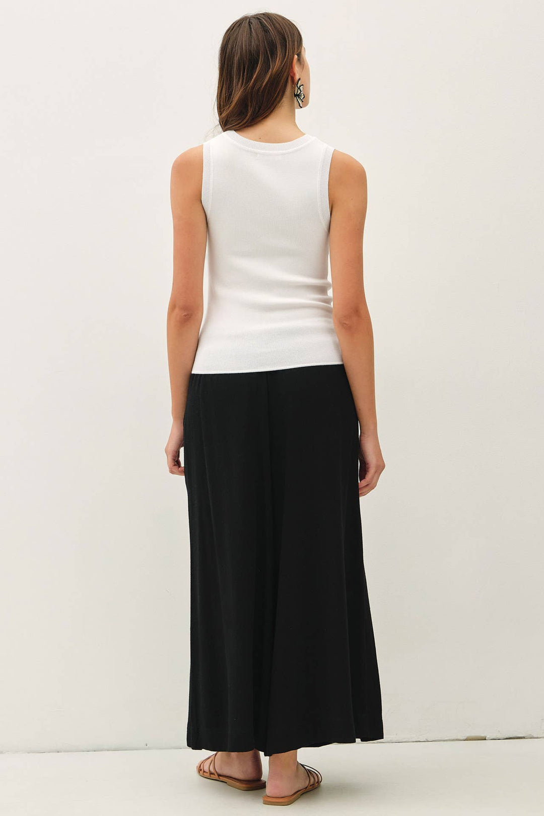 Pants - LINEN BLEND CROPPED PALAZZO PANTS - - Cultured Cloths Apparel