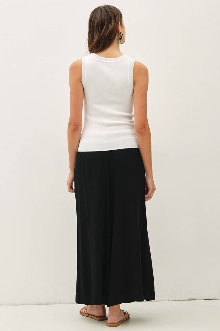 Pants - LINEN BLEND CROPPED PALAZZO PANTS - - Cultured Cloths Apparel