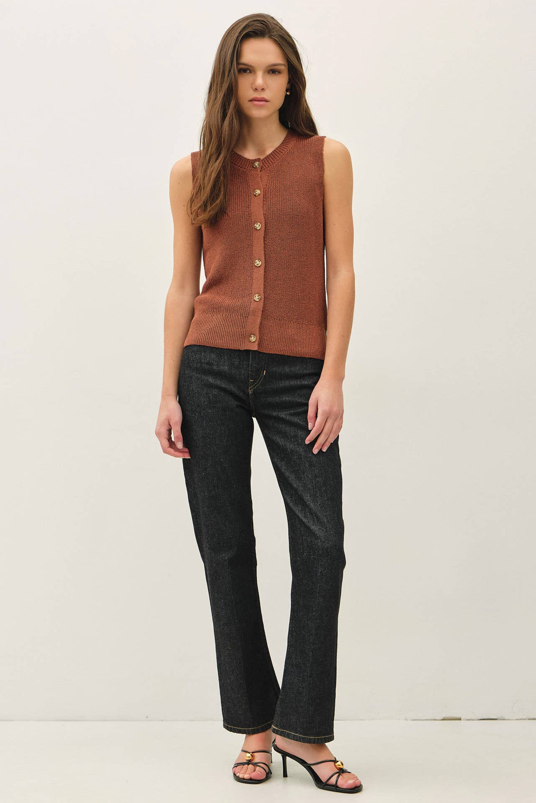 Women's Sleeveless - LIGHT WEIGHT BUTTON UP SWEATER VEST - - Cultured Cloths Apparel