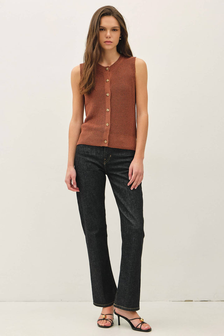 Women's Sleeveless - LIGHT WEIGHT BUTTON UP SWEATER VEST - - Cultured Cloths Apparel
