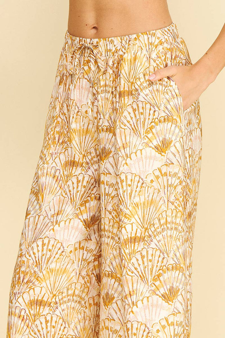 Pants - HIGH-WAISTED WIDE LEG SEASHELL PANTS - - Cultured Cloths Apparel