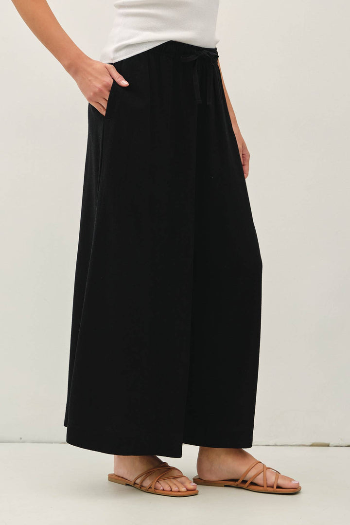 Pants - LINEN BLEND CROPPED PALAZZO PANTS - - Cultured Cloths Apparel