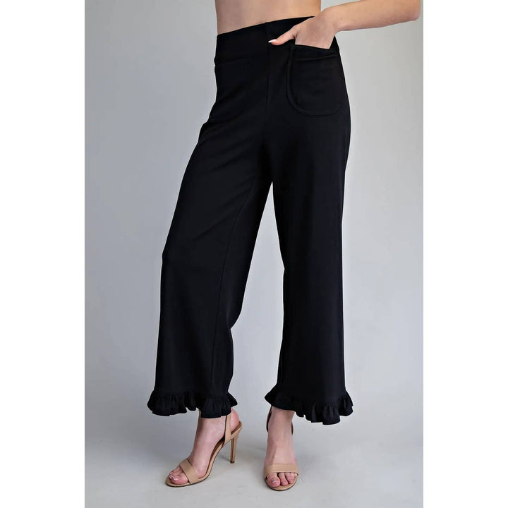 Pants - Straight Leg Ruffled Hem Pants - - Cultured Cloths Apparel